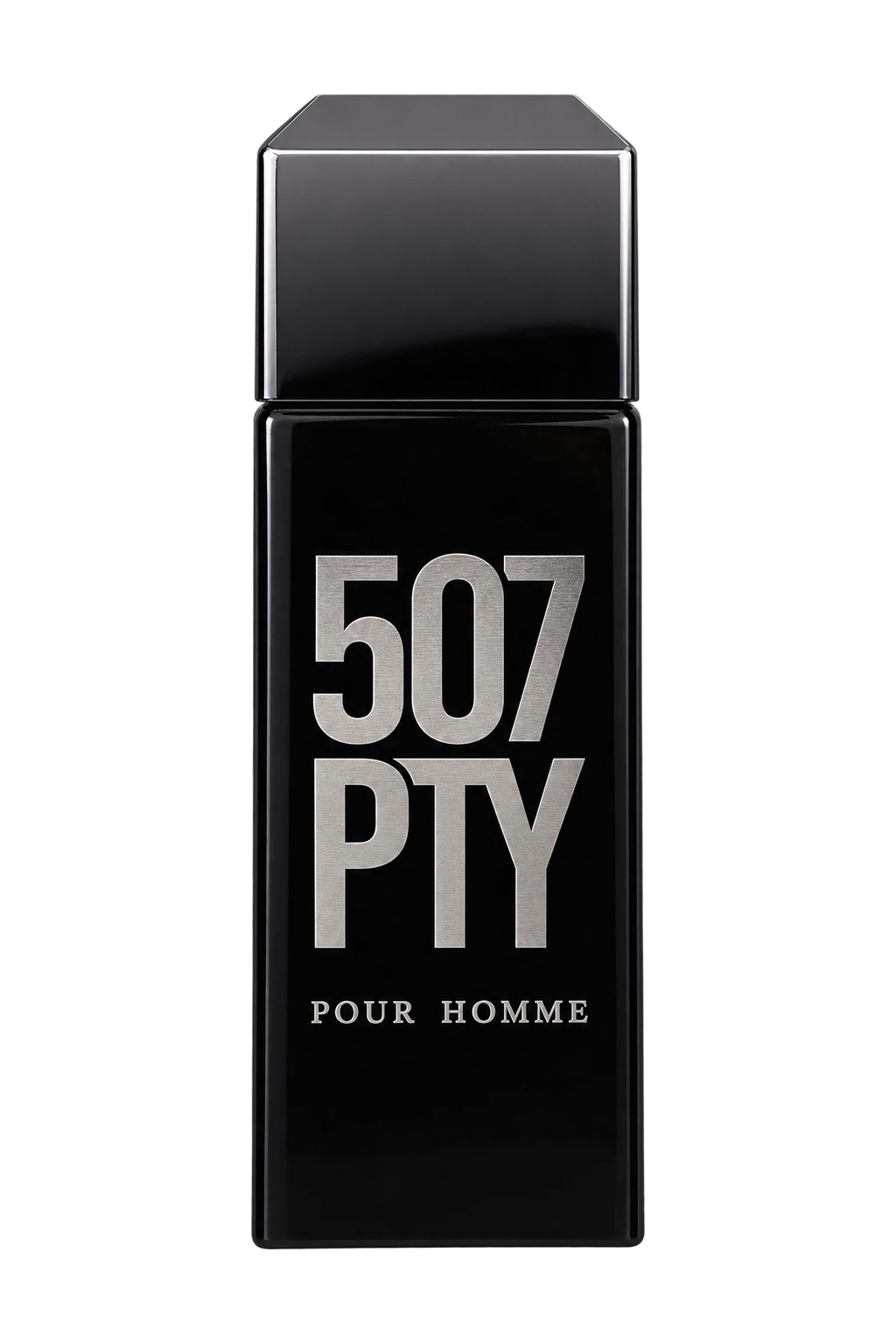 Flacon 507 PTY Pour Homme noir aux lettres argentées
