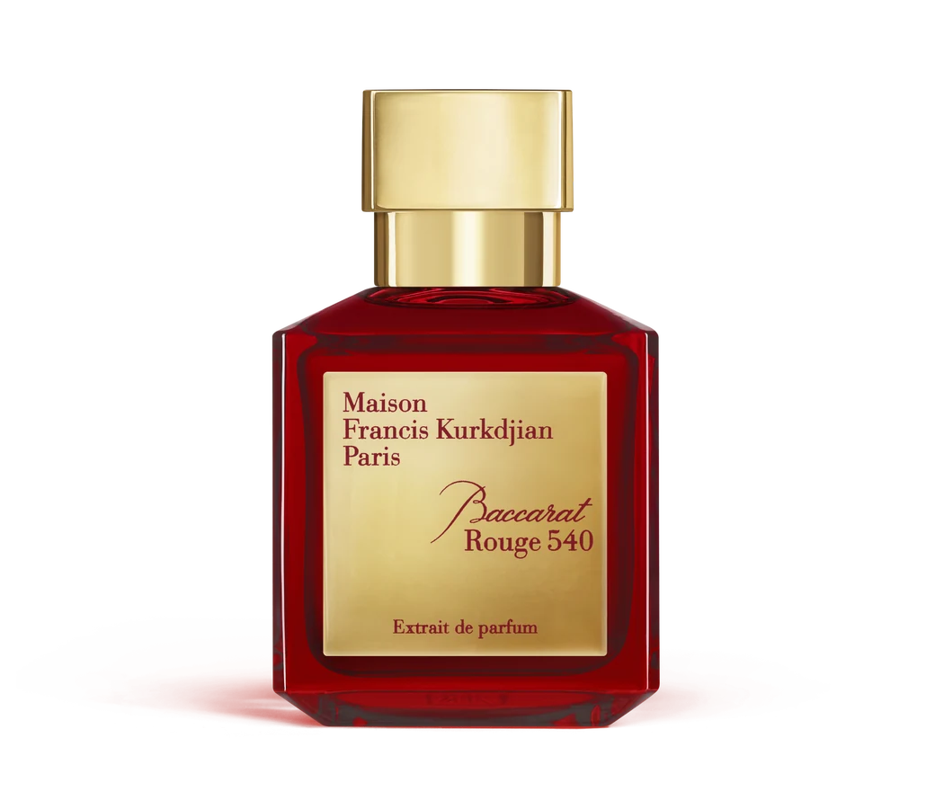Flacon Baccarat Rouge 540 Extrait de Parfum en verre rouge et or