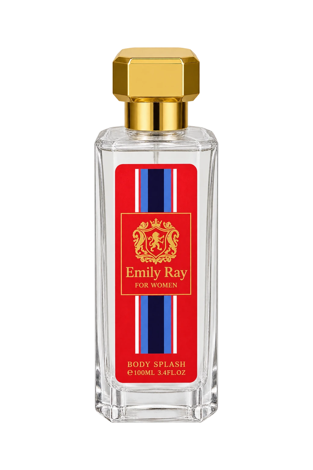 Flacon Emily Ray For Women dans une scène rouge textile