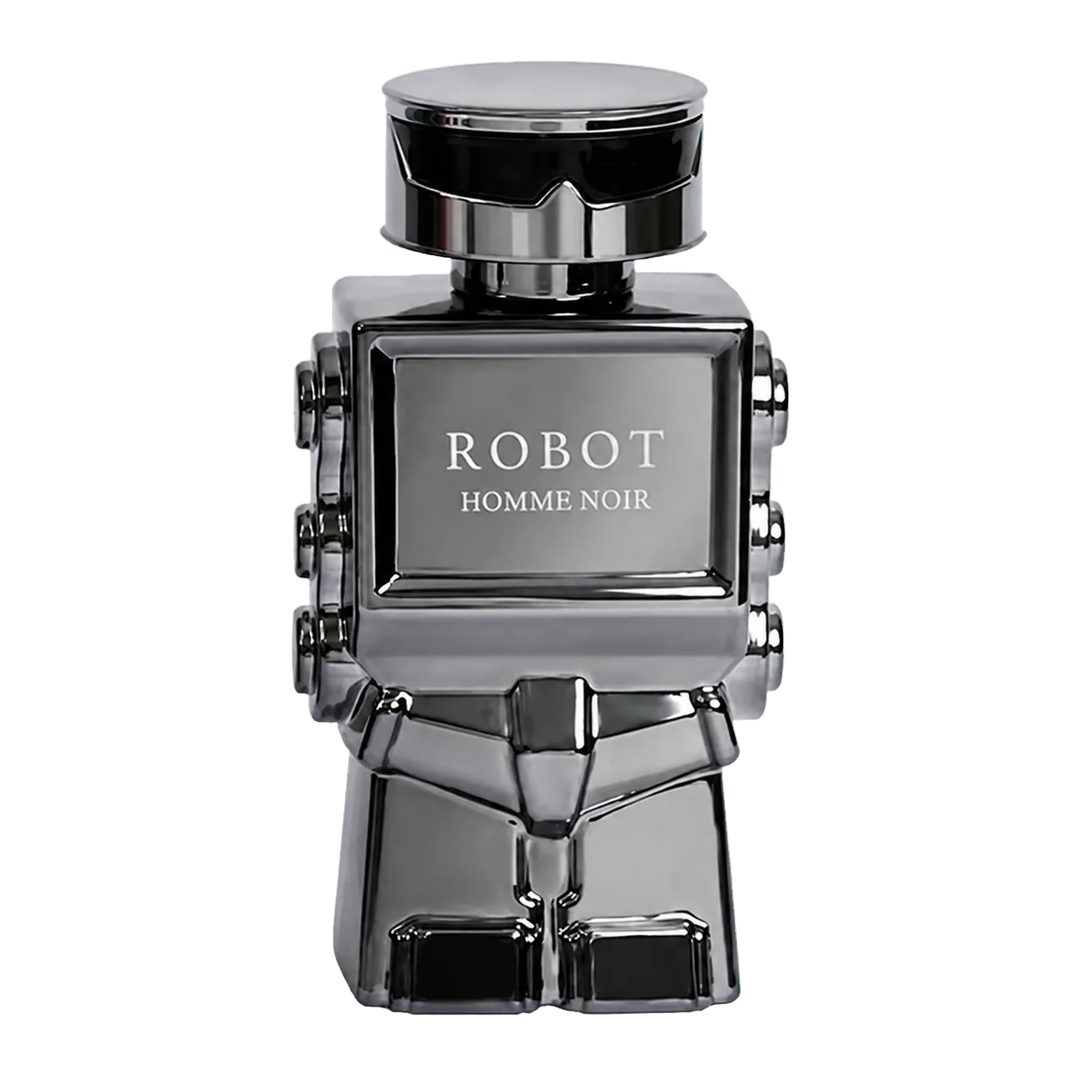 Flacon Robot Homme Noir dans une architecture métallique